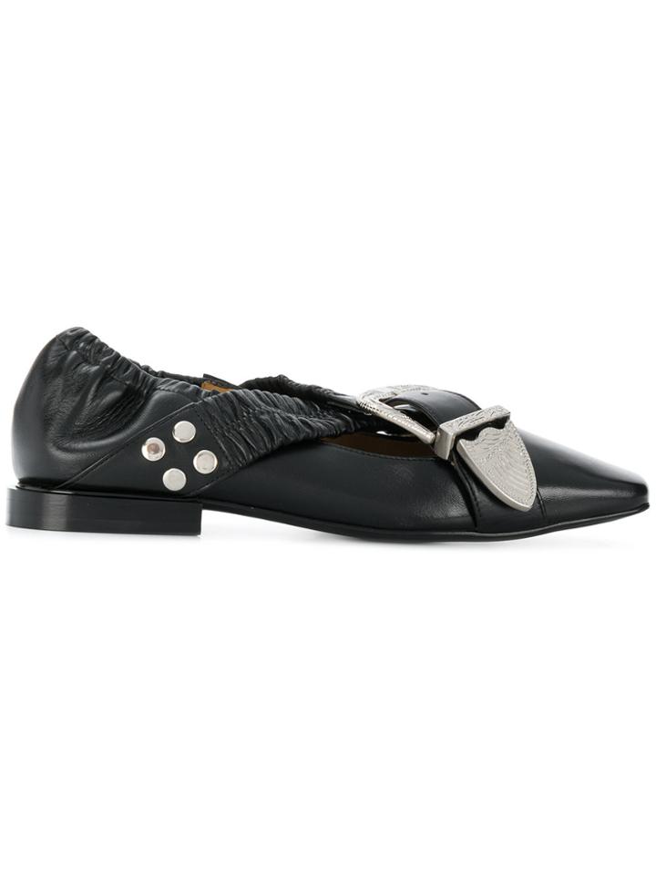 Toga Pulla Buckle Strap Detail Ballerinas - Black