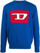 Diesel Logo Intarsia Sweater - Blue