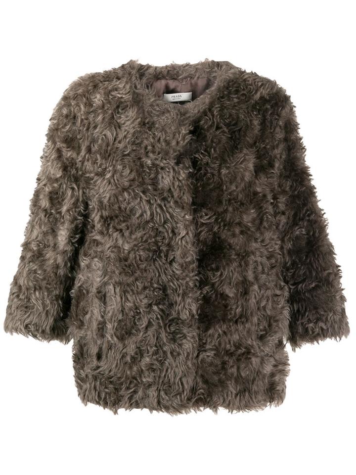 Prada Pre-owned 1990's Prada Faux-fur Coat - Grey