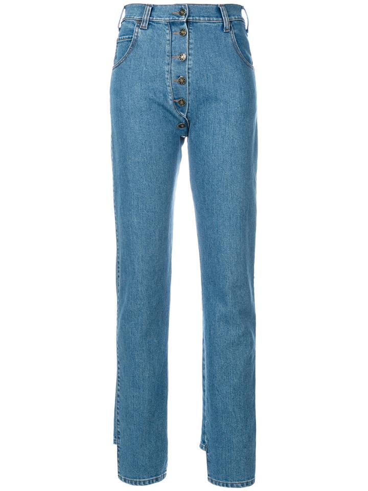 Seen Button Placket Jeans - Blue