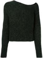 T By Alexander Wang Asymmetrical Jumper, Women's, Size: Medium, Green, Cotton/acrylic/nylon/wool