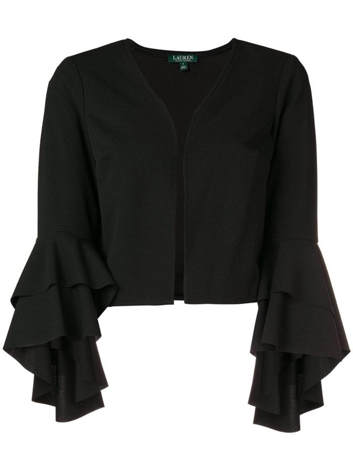 Ralph Lauren Cropped Flounce Sleeve Jacket - Black