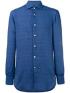 Kiton - Plain Shirt - Men - Linen/flax - 41, Blue, Linen/flax
