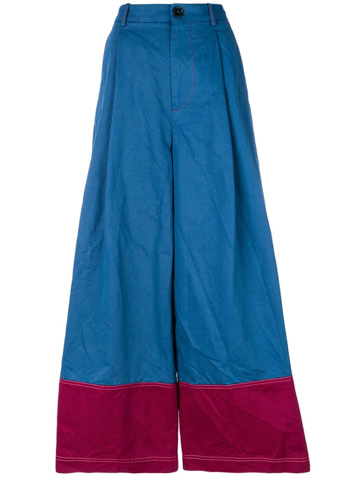 Marni Cropped Panel Trousers - Blue