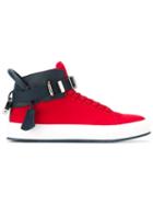 Buscemi Buckled Hi-top Sneakers, Men's, Size: 8, Red, Calf Leather/leather/rubber/polyester