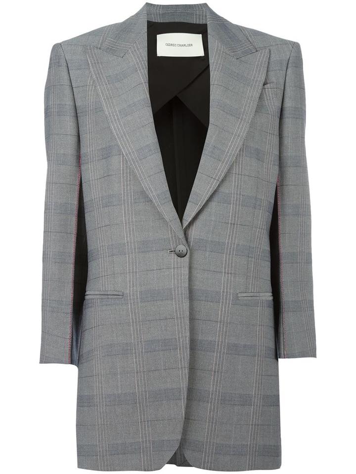 Cédric Charlier Checked Blazer, Women's, Size: 42, Grey, Cotton/acetate/rayon