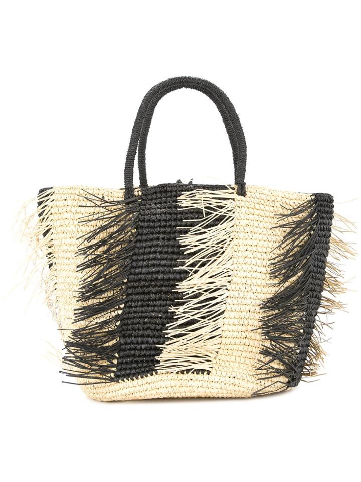 Sensi Studio Frayed Woven Tote - Neutrals