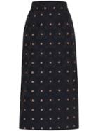 N Duo High-waisted Floral Midi Skirt - Black W/ Flower
