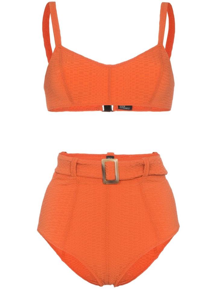 Lisa Marie Fernandez Genevieve Belted High-waisted Bikini Set - Orange