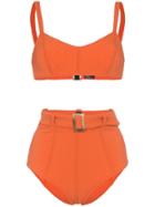 Lisa Marie Fernandez Genevieve Belted High-waisted Bikini Set - Orange
