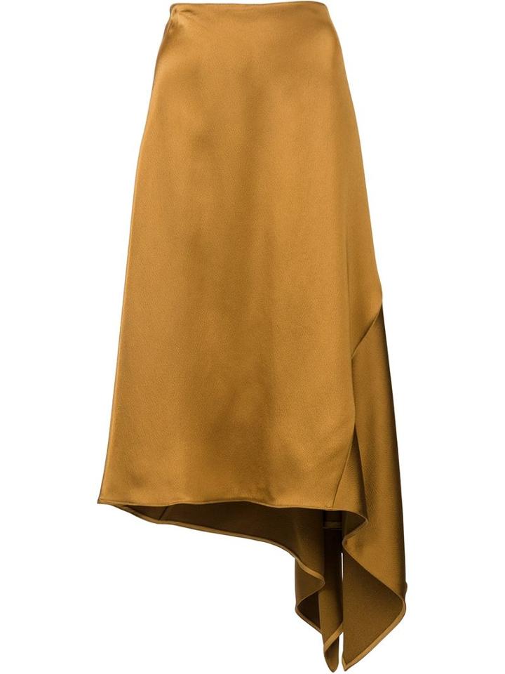 Marni Satin Effect Asymmetric Skirt, Women's, Size: 42, Yellow/orange, Acetate/viscose