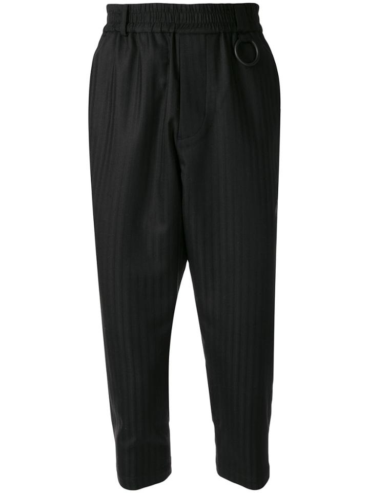 Necessity Sense Mich Cropped Trouser Dry Onyx Muted Stripe - Black