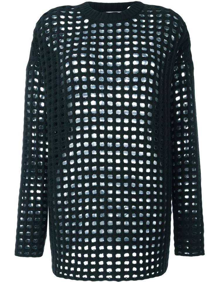 Arthur Arbesser Semi Sheer Mesh Jumper, Women's, Size: 42, Green, Virgin Wool
