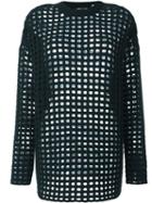 Arthur Arbesser Semi Sheer Mesh Jumper, Women's, Size: 42, Green, Virgin Wool
