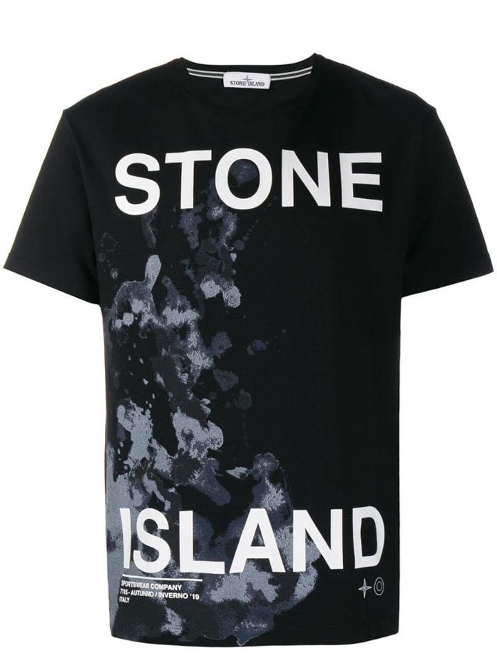 Stone Island Printed Logo T-shirt - Black