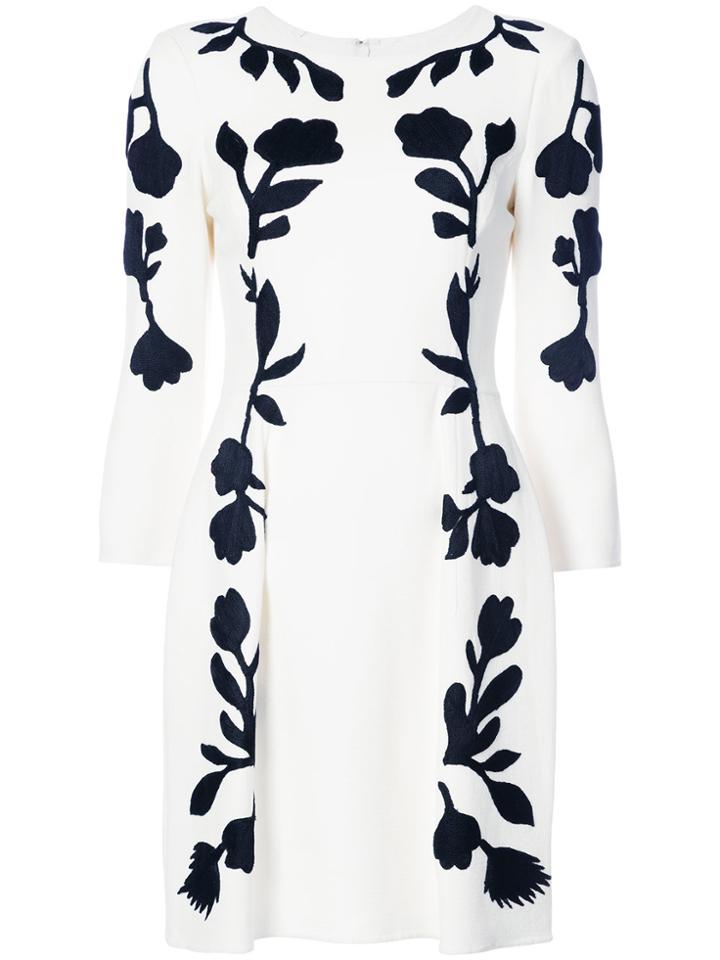 Oscar De La Renta Floral Print Mini Dress - White