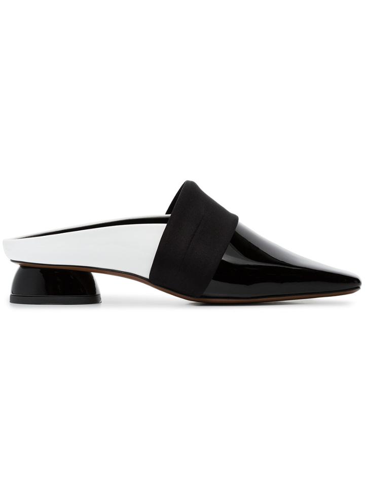 Neous Black And White Zygo 15 Patent Leather Flat Loafers