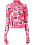 Richard Quinn Floral Print Gloved T-shirt - Pink