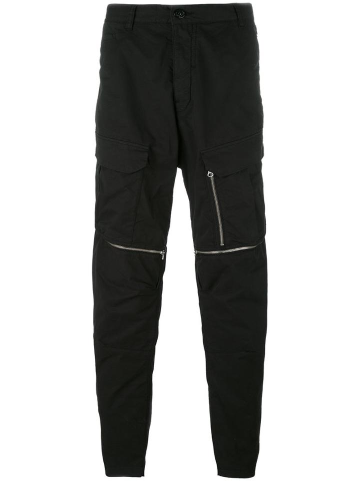 Stone Island Shadow Project Multi Zipped Track Pants, Men's, Size: 46, Black, Cotton/spandex/elastane