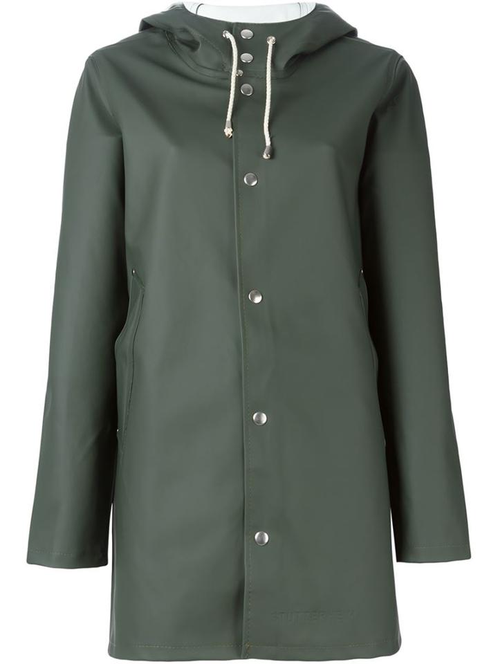 Stutterheim Hooded Raincoat, Women's, Size: Xs, Green, Cotton/polyester/pvc