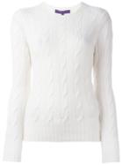 Ralph Lauren Purple Cable Knit Pullover, Women's, Size: Small, White, Nylon/cashmere