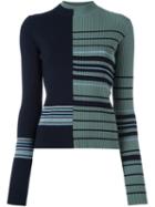 Maison Margiela Contrast Stripe Knitted Sweater, Women's, Size: Large, Blue, Polyamide/polyester/spandex/elastane/wool