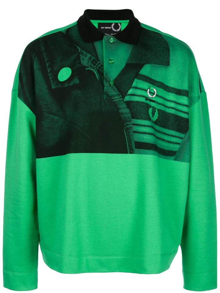 Raf Simons X Fred Perry Denim Print Polo Shirt - Green