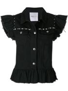 Isabelle Blanche Studded Denim Gilet - Black