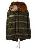 Mr & Mrs Italy Hooded Striped Parka Coat, Women's, Size: Medium, Green, Cotton/polyamide/polyester/virgin Wool