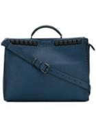 Fendi Large Tote Bag, Men's, Blue, Calf Leather