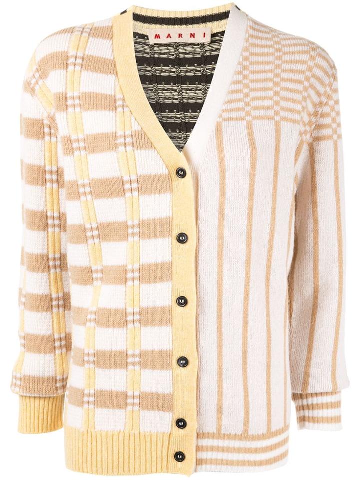 Marni Contrast Knit Cardigan - Brown