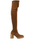 Casadei Knee High Slip-on Boots - Brown