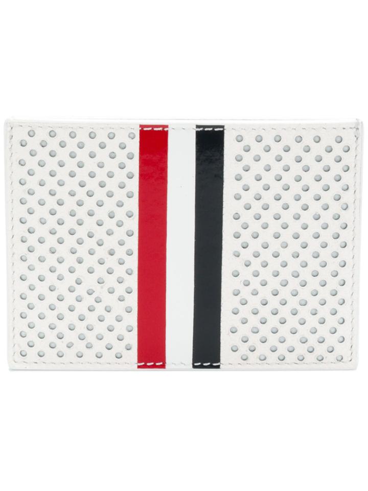 Thom Browne Single Card Holder With Red, White And Blue Vetrical