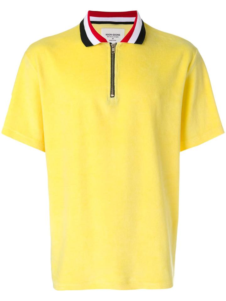 Noon Goons Striped Collar Half Zip Polo Shirt - Yellow
