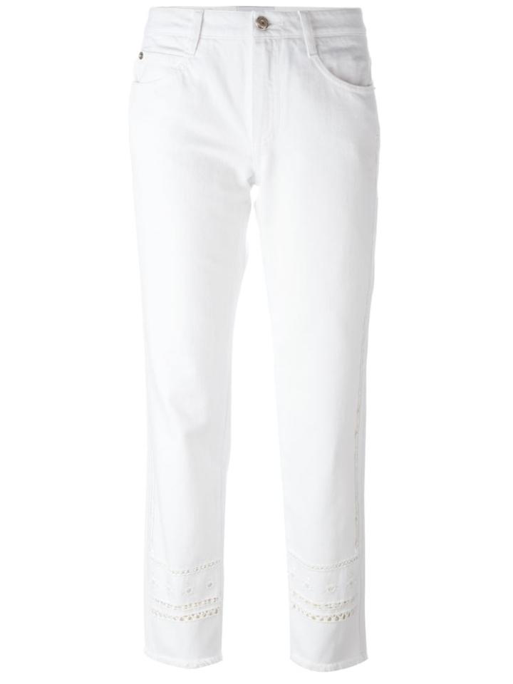 Ermanno Scervino Lace Detail Skinny Jeans, Women's, Size: 40, White, Cotton