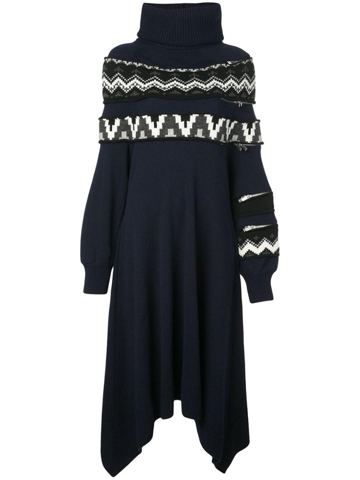 Sacai Deconstructed Knitted Dress - Blue