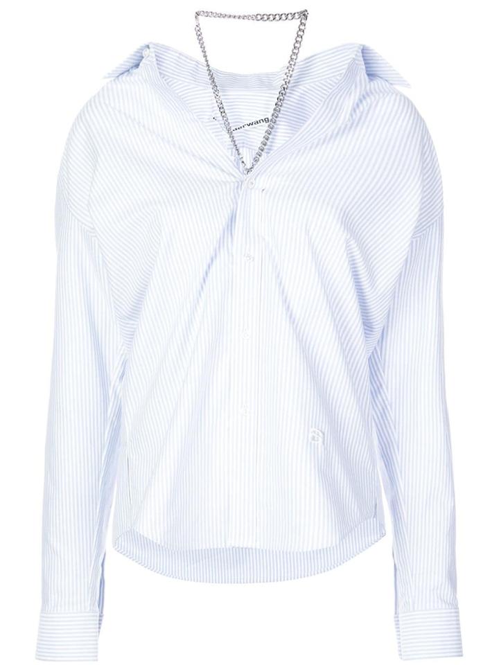 Alexander Wang Off-shoulder Oxford Shirt - White