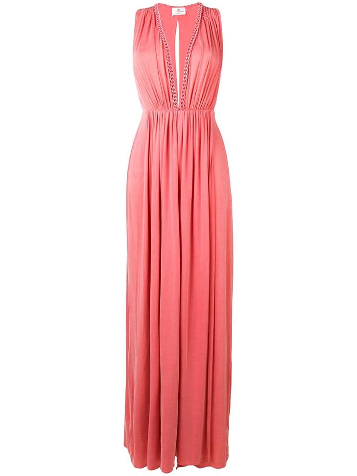 Elisabetta Franchi Sleeveless Chain Trim Gown - Pink