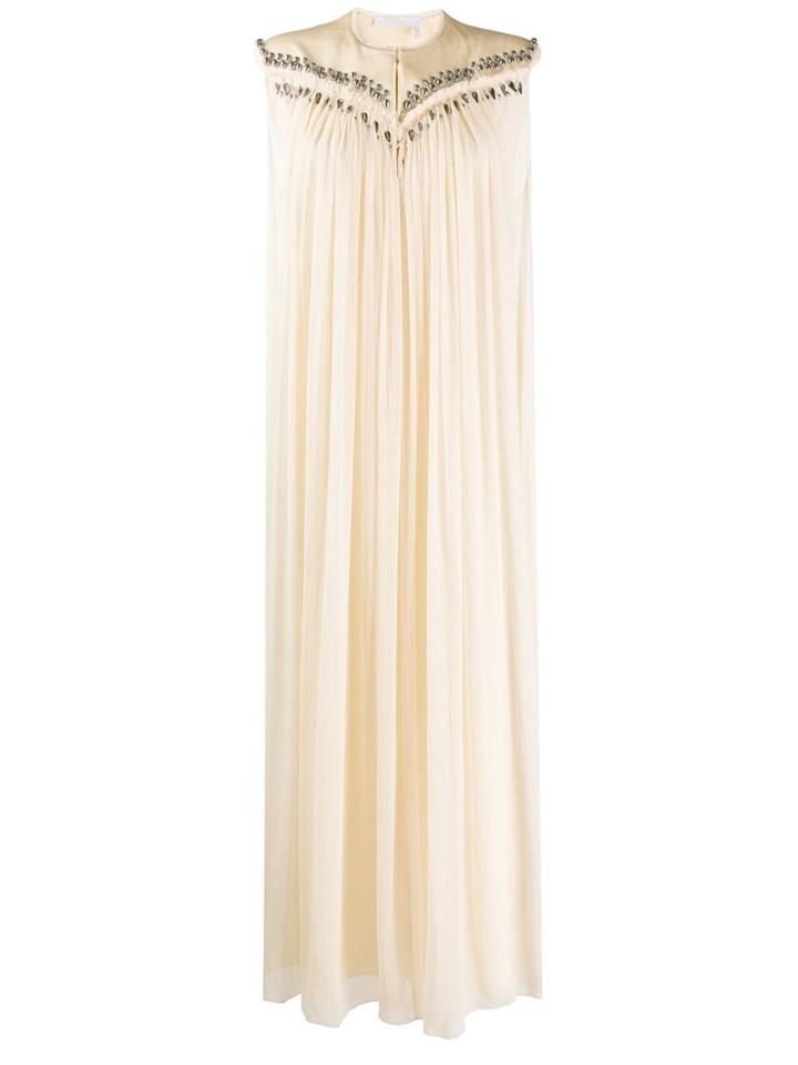 Chloé Sleeveless Pleated Maxi Dress - Neutrals