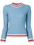 Loveless Cable Knit Jumper, Women's, Size: 34, Blue, Cotton/rayon