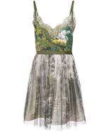 Alberta Ferretti Printed Tulle Dress - Green