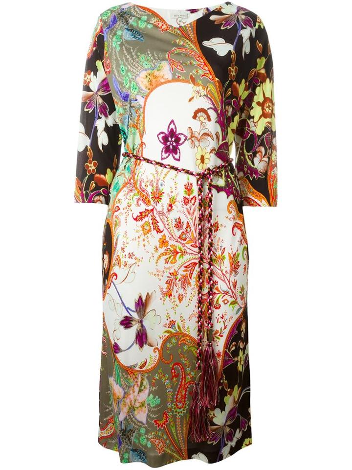 Etro Belted Floral Print Dress, Women's, Size: 48, Silk