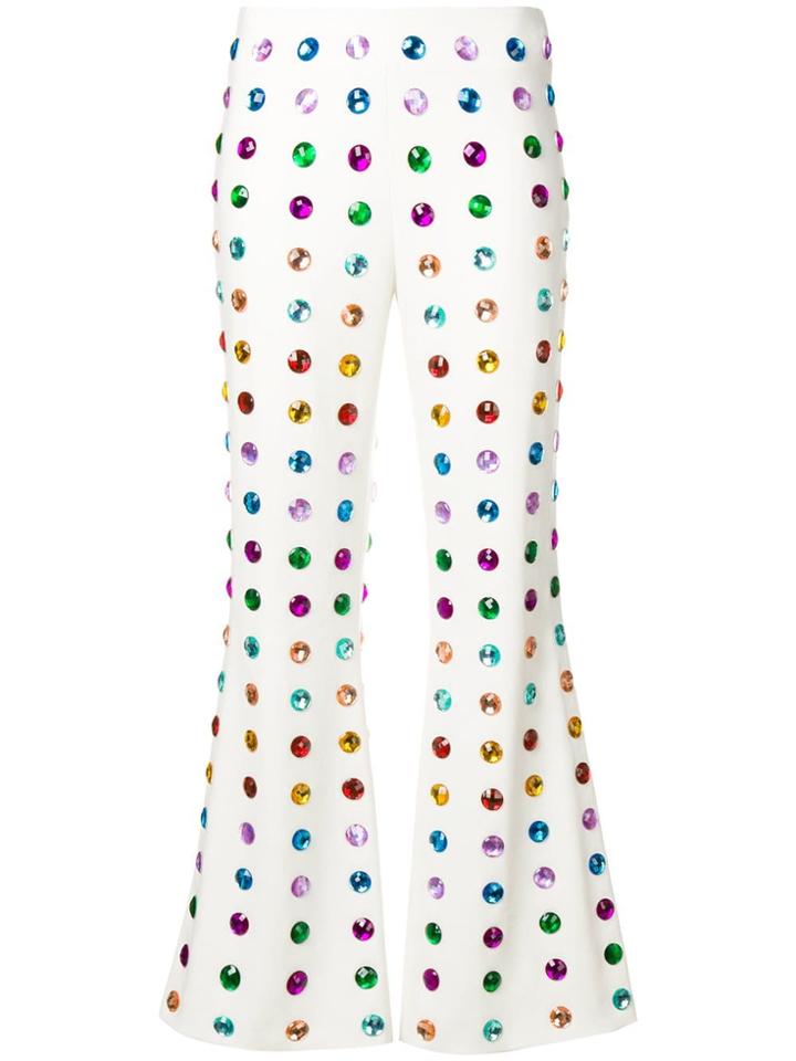 Sara Battaglia Gem Embellished Trousers - White