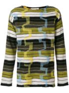 Marni Wide Neck Patterned Sweater - Green