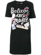 Love Moschino Believe In Magic Print T-shirt Dress - Black