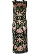 Alice+olivia Embroidered Midi Dress, Size: 2, Black, Nylon