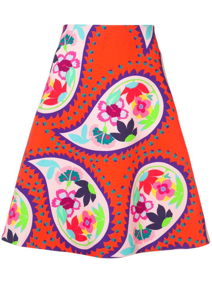 Delpozo Graphic Print Skirt - Red
