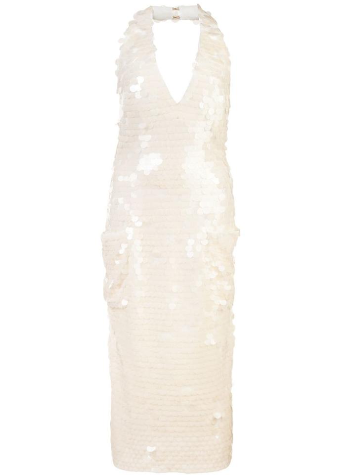 Natasha Zinko Pailette Plunge Dress - White