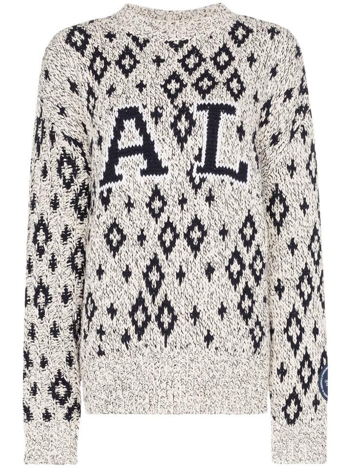 Calvin Klein 205w39nyc Geometric Print Knitted Jumper - White