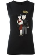 Dolce & Gabbana Family Patch Top, Women's, Size: 44, Black, Spandex/elastane/silk